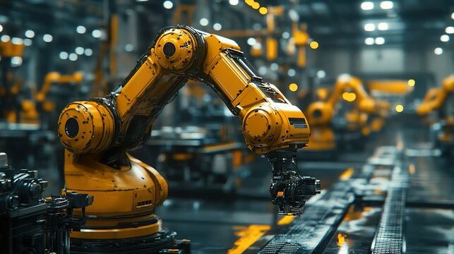 Yellow robots with futuristic designs for innovative visual projects