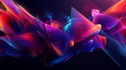 Obraz premium Dynamic Neon Abstract Art: Geometric Shapes and Vibrant Colors 1