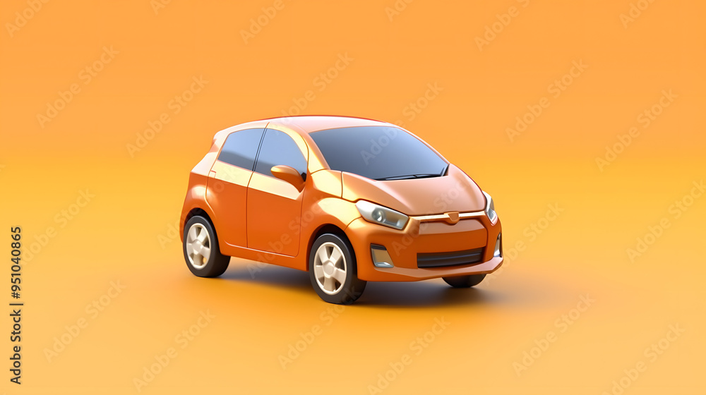 Sticker Compact Car 3d cartoon style