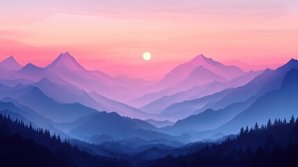 Obraz premium * Dawn breaking over the mountains with a peaceful vibe