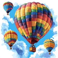Colorful hot air balloons, adventure, sky, travel, clipart, white background, high quality