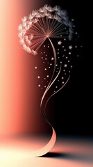 Dandelion Seeds Flying Away in the Night Sky