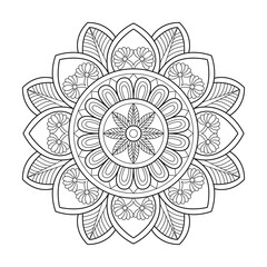 Beautyful traditional ornamental mandala coloring book page