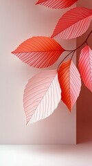 Obraz premium Delicate Pink and Red Leaves on a Minimalist Background