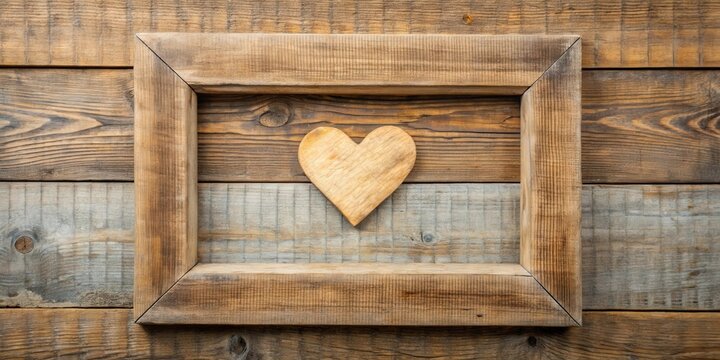 Shabby wooden frame with heart design, perfect for adding a rustic touch to your decor