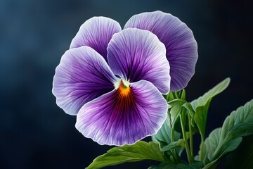 Naklejka premium Delicate watercolor painting of a blooming pansy flower, high-quality, floral elegance, delicate hues