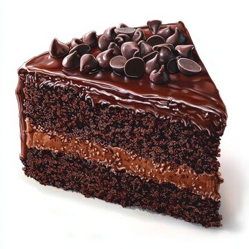 recommend clip art: Delicious slice of chocolate cake, dessert, indulgence, bakery, clipart, white background, high quality