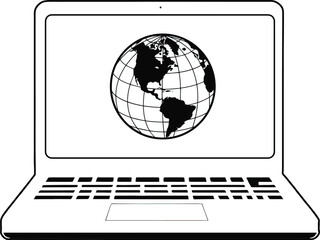 globe on laptop screen as a symbol of the world in one device