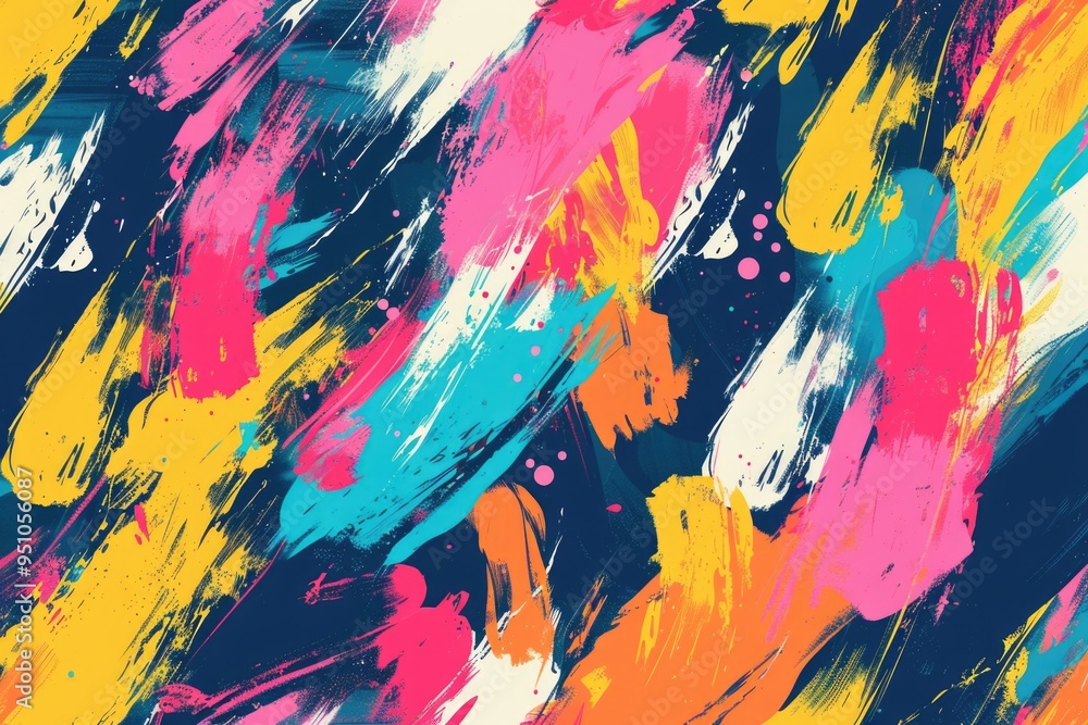 Poster A vibrant abstract artwork with bold colors on a dark background, perfect for use in design projects or as a unique accent
