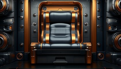 Futuristic Black and Gold Chair in a Sci-Fi Interior