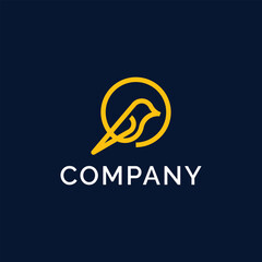 Line Circle Bird Logo Concept