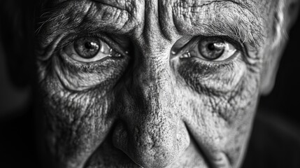 Timeless Beauty: A Black and White Portrait of Wrinkled Wisdom