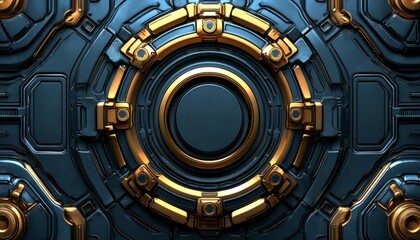 Futuristic Metallic Panel with Circular Design