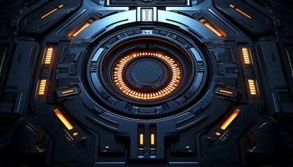 Fototapeta premium Futuristic Interface with Glowing Orange Lights