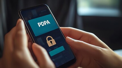 PDPA PERSONAL DATA PROTECTION ACT enforcement Padlock with "PDPA" text, safeguarding personal information, 3D illustration