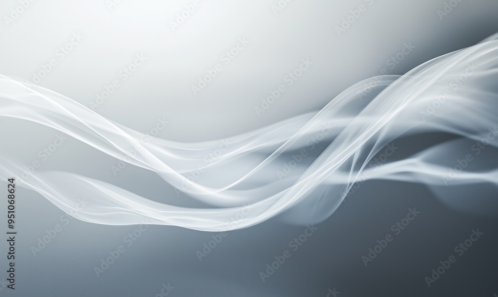 Poster a photo of thin vapor trails highlighted by a soft silver light, creating a minimalist and elegant l