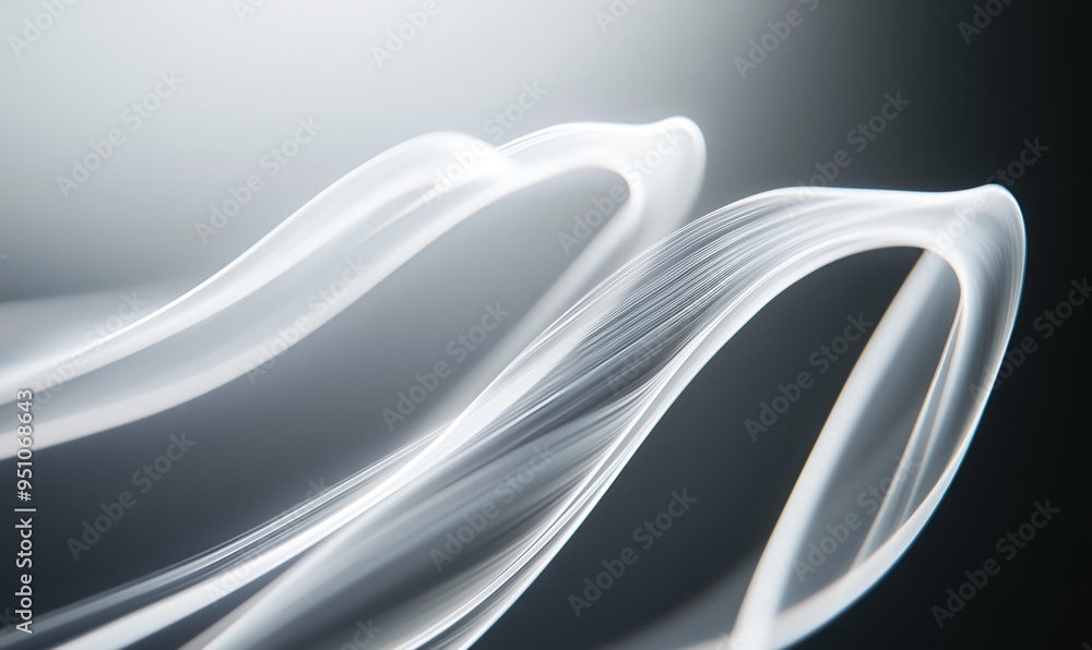 Poster a photo of thin vapor trails highlighted by a soft silver light, creating a minimalist and elegant l