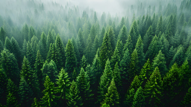 Drone view of amazing green forest with trees and bushes