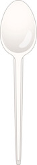 Illustration of a white plastic spoon standing up, isolated on a white background
