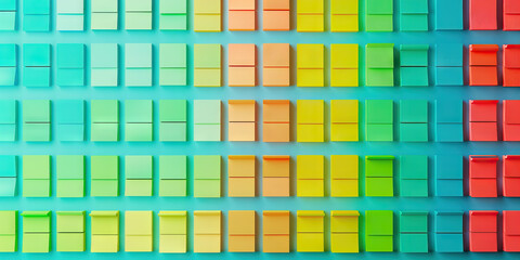 Fototapeta premium Customer Satisfaction Survey: A colorful, abstract heatmap of customer feedback responses, arranged in rows of green (satisfied), yellow (somewhat satisfied), and red (dissatisfied), on a cool blue