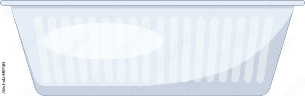Poster rectangular plastic food container is standing with a blank label, awaiting your branding and design