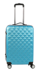 One light blue suitcase isolated on white