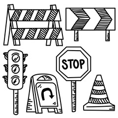 Road sign construction doodle