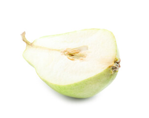 Cut fresh ripe pear isolated on white