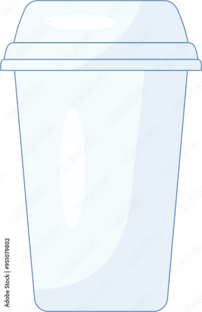 Wall mural Disposable plastic cup with a lid for cold drinks is standing on a white background