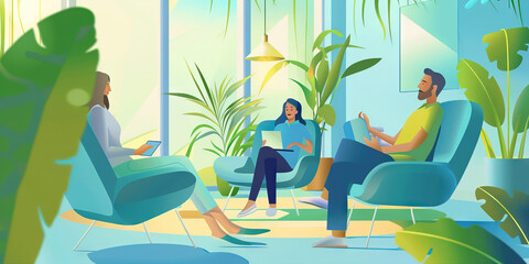 Employee Wellness Program Poster: A soothing abstract design in blue and green highlights the importance of work-life balance and healthy habits for staff.