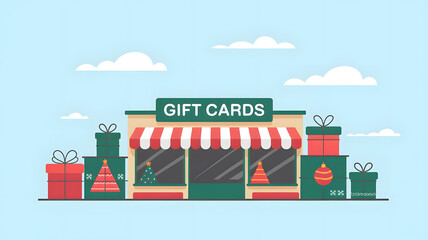 Christmas Gift Card Store Illustration