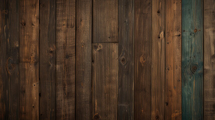 Naklejka premium Fond de planche de bois marron foncé, papier peint. Vieux fond en bois texturé foncé grunge, la surface de la vieille texture de bois brun, vue de dessus lambris en bois de pin brun. 