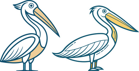 pelican line art vector illustration 