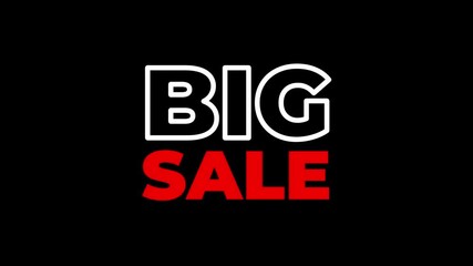 big sale text animation with black background for business, promotion and sales.