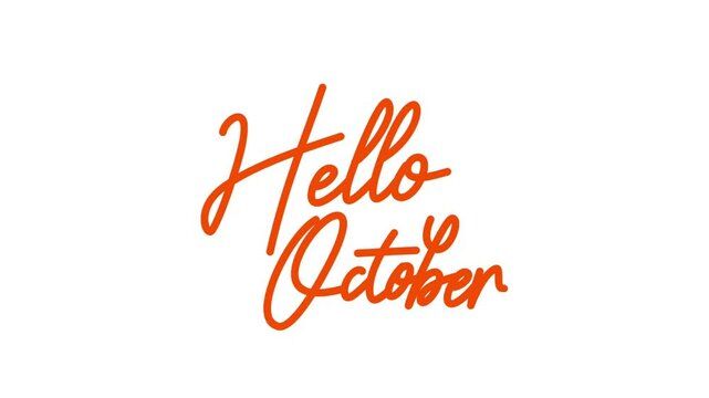 hello october text animation with white background for presentation