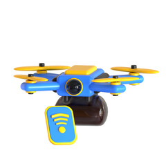 mobile drone farming 3D icon illustration