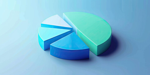 Obraz premium A minimalist pie chart comparing customer demographics before and after a targeted marketing campaign, in blue and green segments.