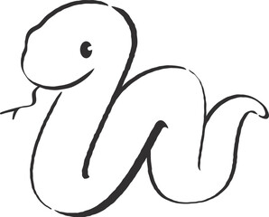 線画のかわいいヘビ