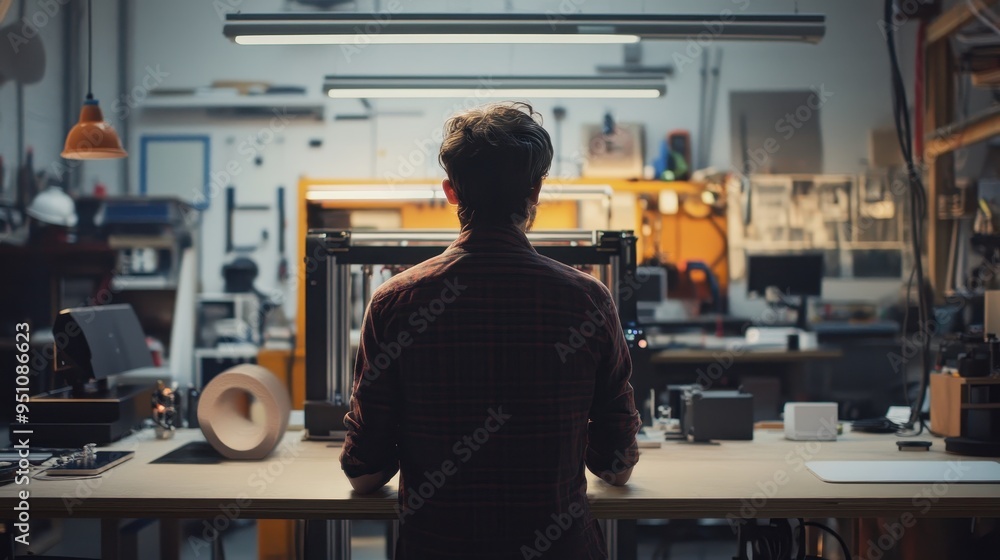 Poster man working in a creative studio environment
