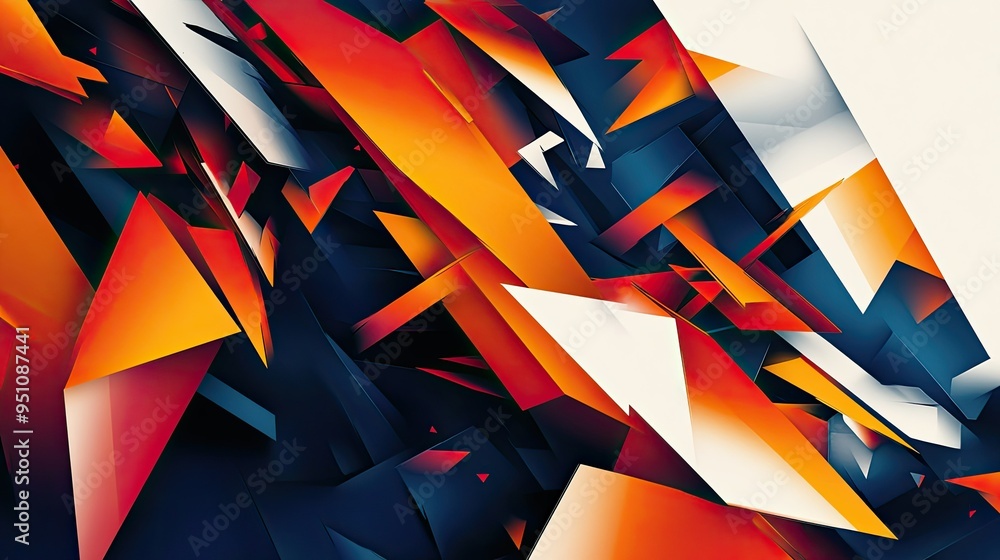 Poster a dynamic abstract background with sharp, angular shapes in bold colors, creating a sense of energy 