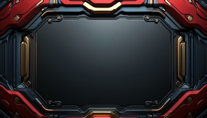 Naklejka premium Futuristic Metallic Panel with Red and Gold Accents