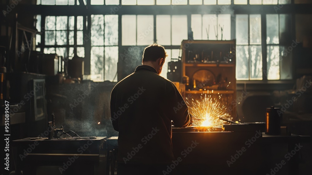 Aufkleber sparking creativity in a rustic workshop