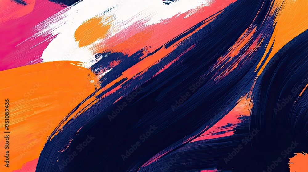 Poster an abstract background with bold brushstrokes in vibrant colors, creating a dynamic and artistic vis