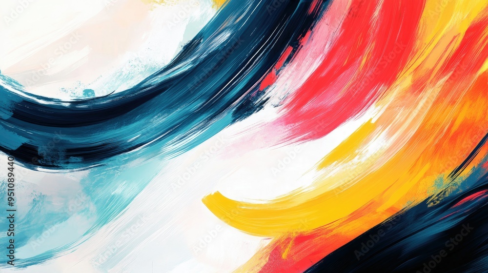 Poster an abstract background with bold brushstrokes in vibrant colors, creating a dynamic and artistic vis