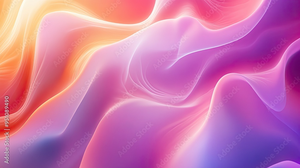 Poster an abstract background with flowing lines and soft gradients, resembling a wave pattern, ideal for t