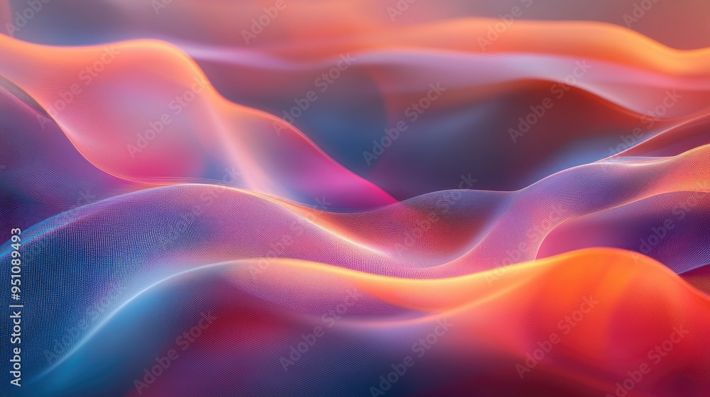 Poster an abstract background with flowing lines and soft gradients, resembling a wave pattern, ideal for t
