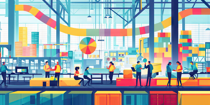 A colorful scatter plot illustrating the correlation between employee training hours and productivity in a manufacturing plant.