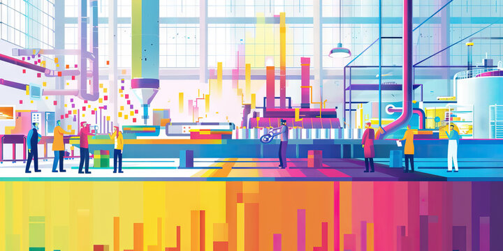 A colorful scatter plot illustrating the correlation between employee training hours and productivity in a manufacturing plant.