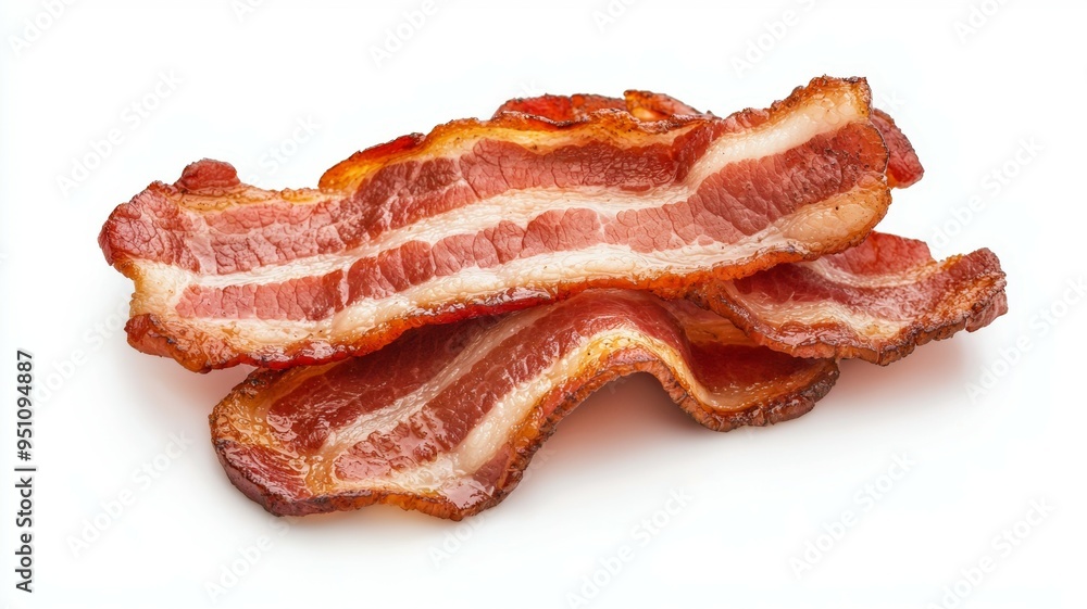 Poster a slice of bacon is on a white background