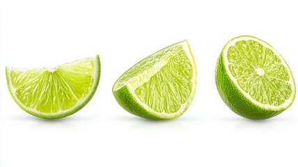 Three slices of lime are shown, one of which is cut in half
